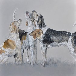 The Berkeley Sniffers by Vicky Palmer - Original Painting on Stretched Canvas sized 32x32 inches. Available from Whitewall Galleries